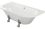 Aquarius Timeless Luxury Freestanding Back To Wall 2TH Bath With Chrome Lions Paw Feet 1700mm