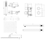 Aquarius RainLux Square Matt Black 2 Outlet Shower Bundle AQRLKIT04MB