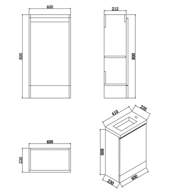 Aquarius Halite Waterproof White Vanity Unit and 1TH Basin