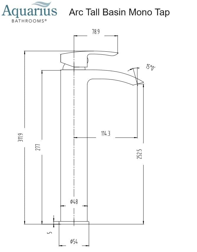 Aquarius Arc Tall Mono Basin Mixer Tap Chrome AQAC08CR
