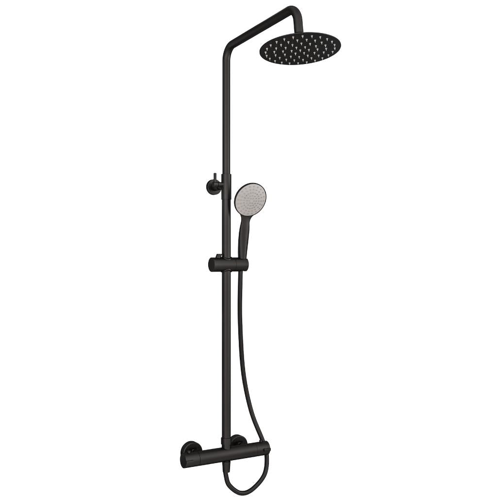 Aquarius Modern Round Thermostatic Shower Matt Black AQ601003