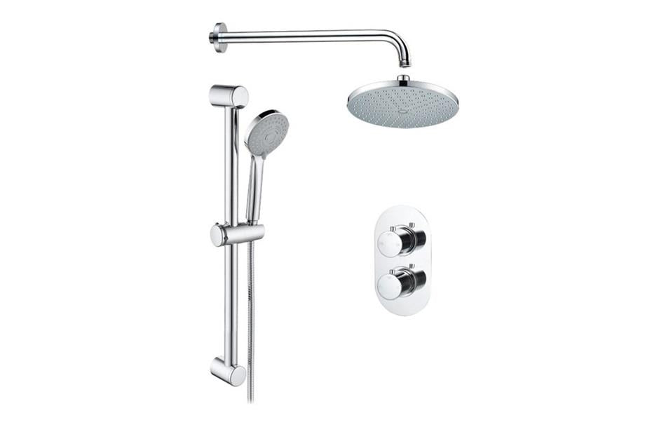 Aquarius Modern Round Shower Bundle with Riser Chrome AQBND0118