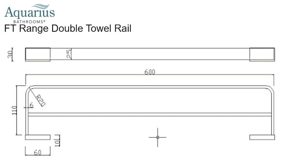 Aquarius FT Double Towel Bar 600mm Chrome AQFT40CR