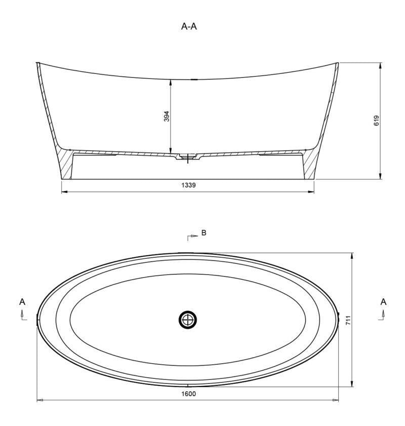 Aquarius Orta Freestanding Stone Bath in Gloss White 1600mm