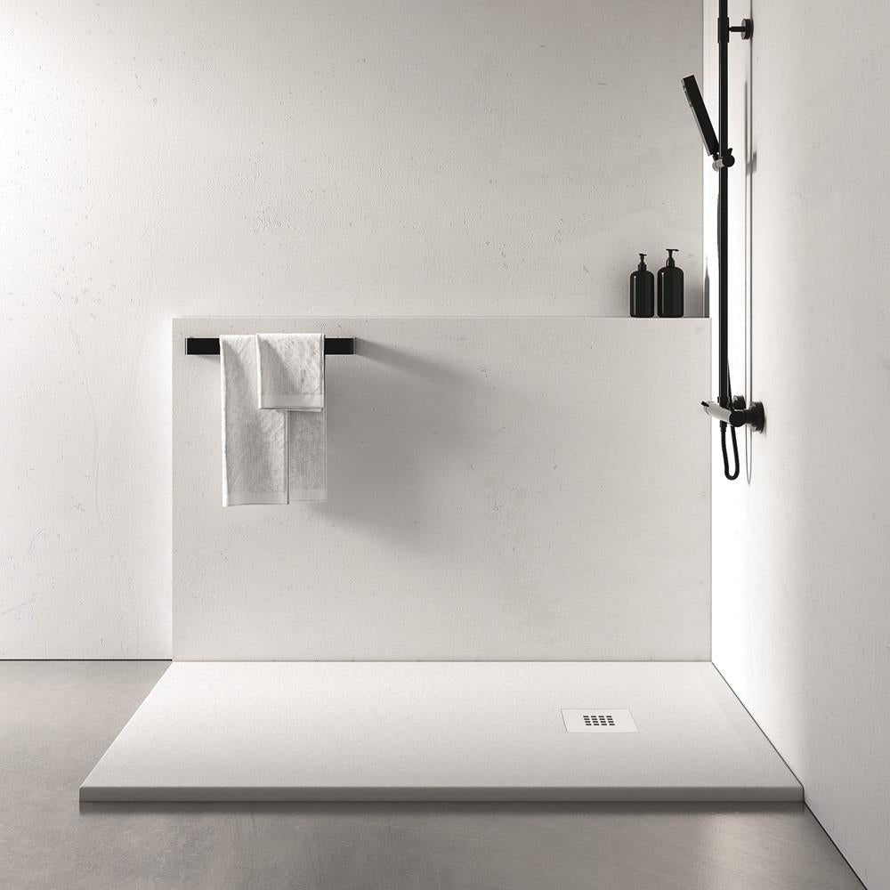 Aquarius Honiston Mineral Composite Slate Effect Shower Tray in Arctic White