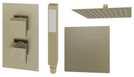 Aquarius Modern Square Shower Bundle Brushed Brass AQBND019