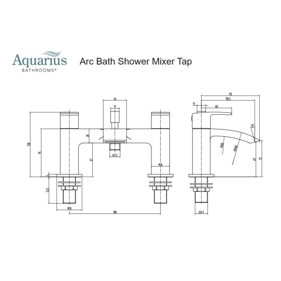 Aquarius Arc Bath Shower Mixer Tap with Shower Kit