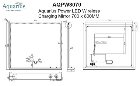 Aquarius Power LED Wireless Charging Mirror