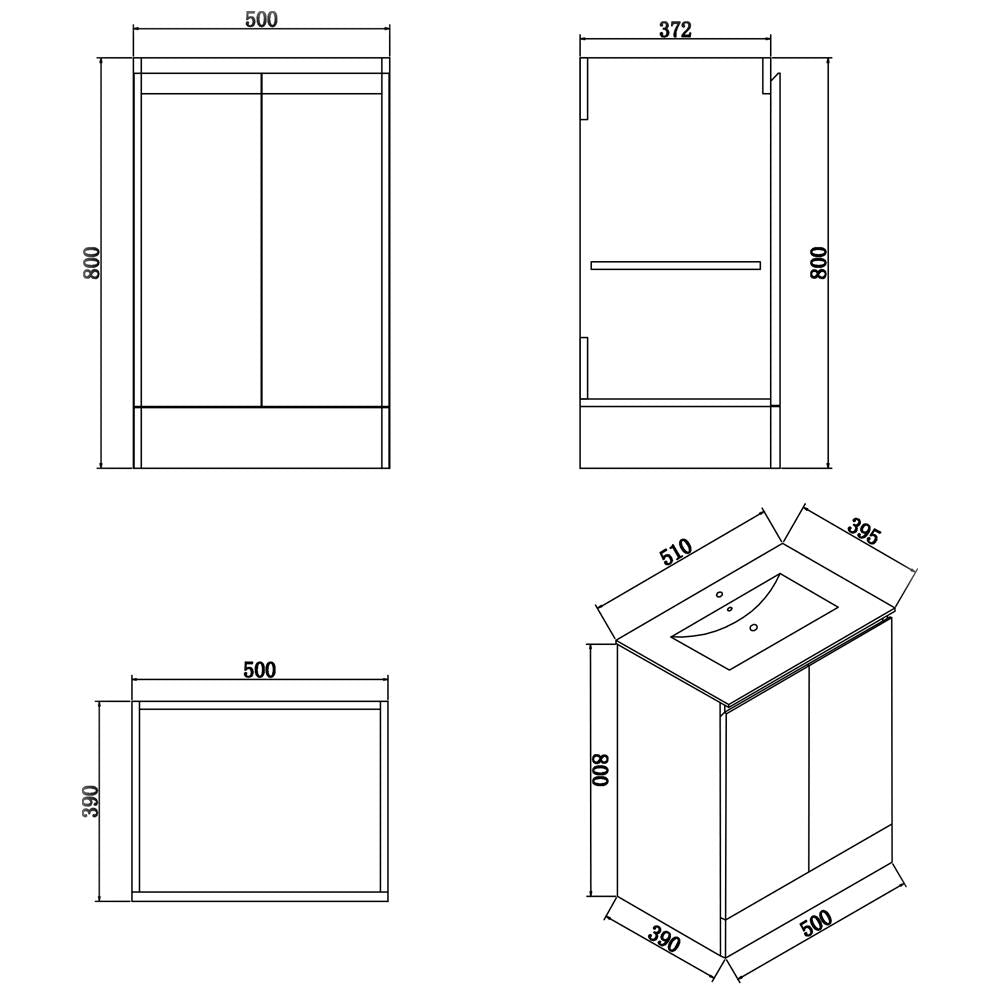 Aquarius Halite Waterproof Grey Vanity Unit and 1TH Basin