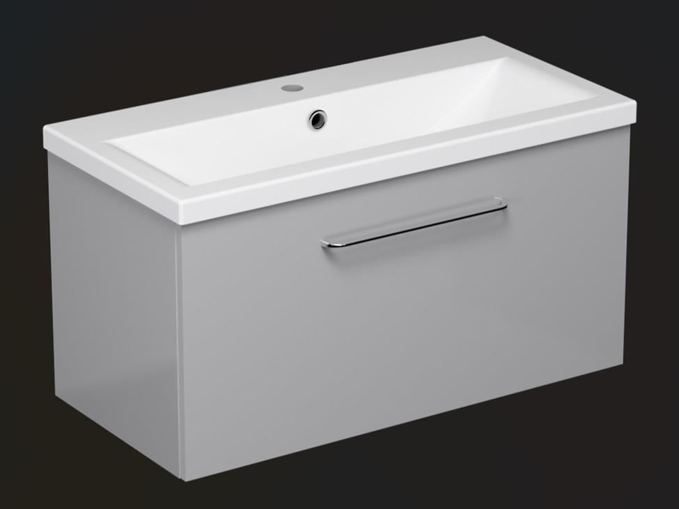 Aquarius Vault Single Drawer Vanity Unit and 1TH Basin Gloss Grey